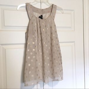 IZ Byer Polka Dotted Creme Gold Blouse